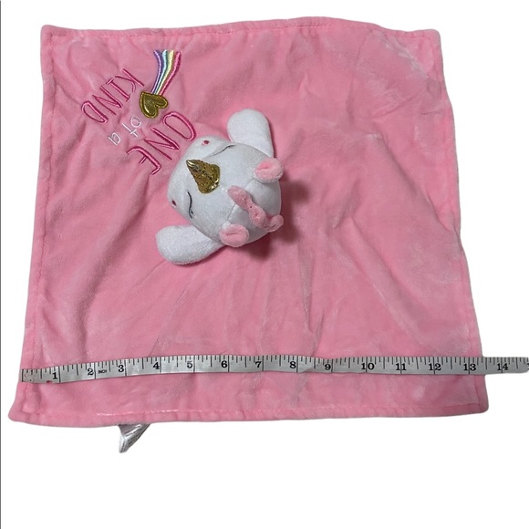 Baby starters pink white unicorn lovey security blanket - Picture 4 of 5
